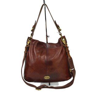 Authentic Fossil Explorer Brown Leather Hobo Crossbody Bag Purse
